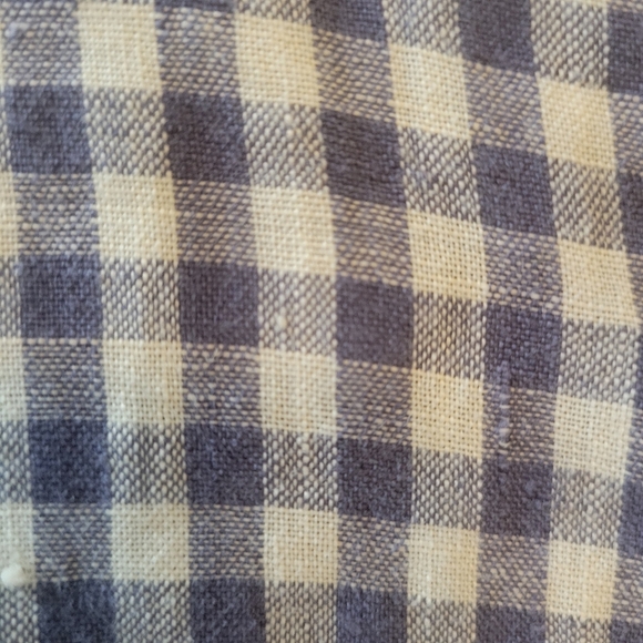 Samansa Mos2 linen hemp purple white check gingham dress 3/4 sleeve small - Picture 7 of 8